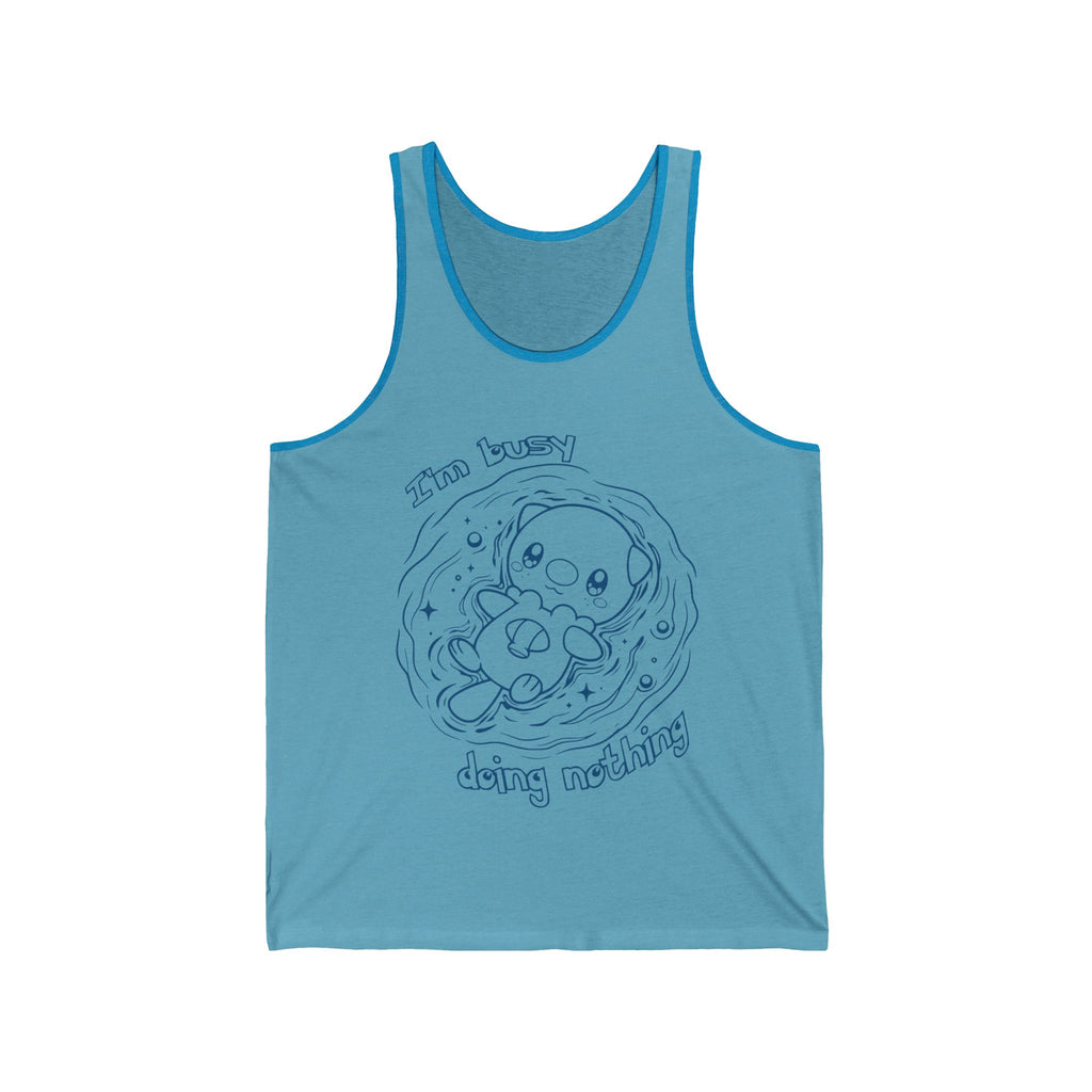 Otter Busy Doing Nothing Cute Lazy Otter Tank Top Kawaii Animal Simple Design Vacation Pool Day