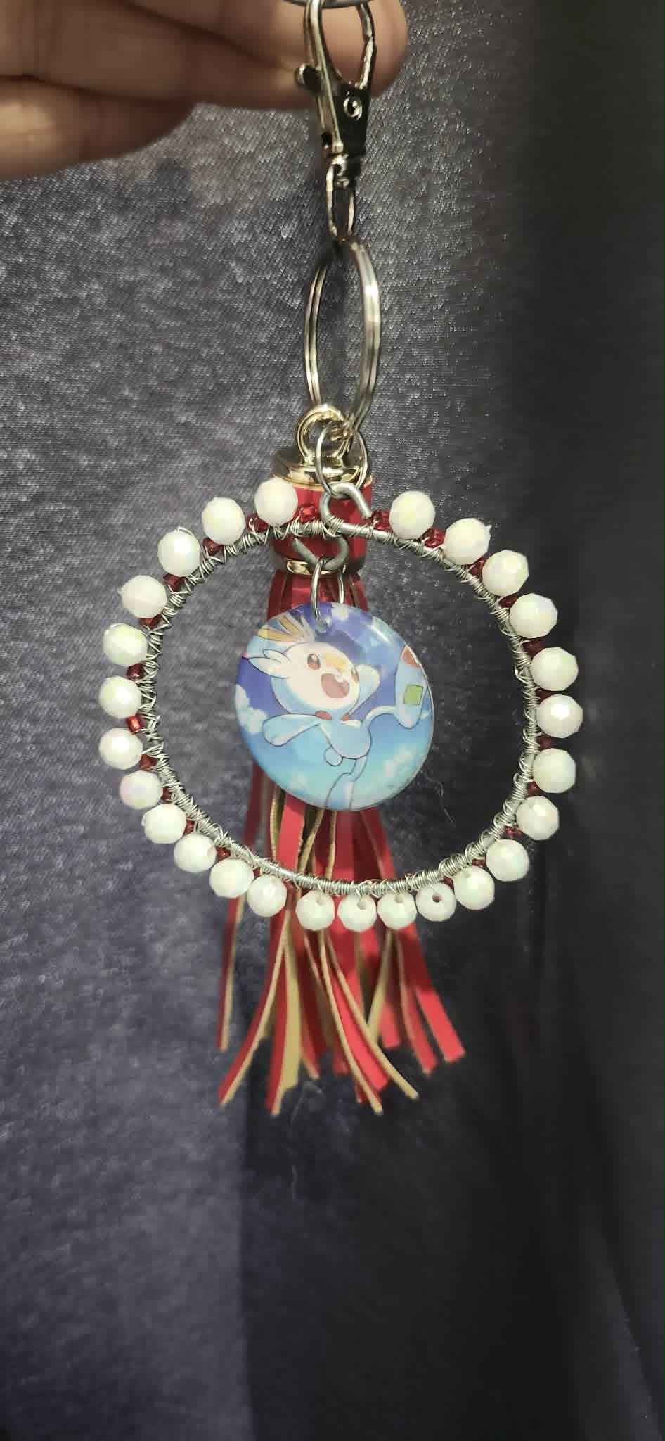 Scorbunny Blaze Charm – Handmade Pokémon-Inspired Bag Charm, Keychain & Car Accessory