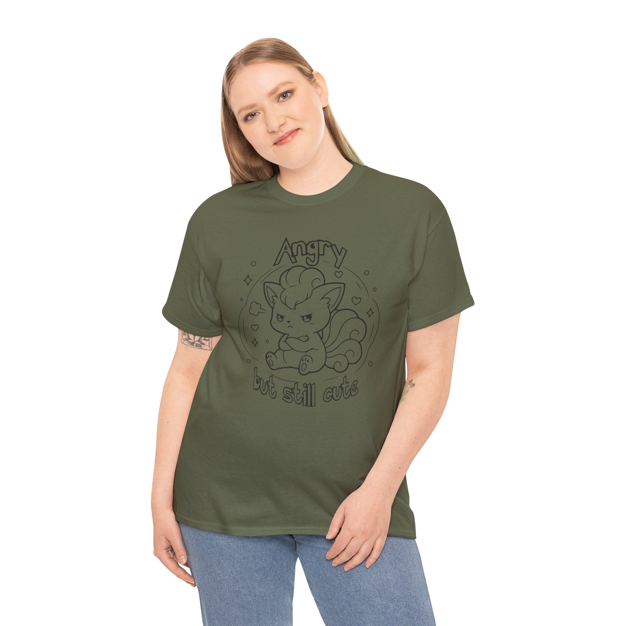 Fox Angry but still cute Grumpy Cute Fox Lady Shirt | Pouting Fox Illustration