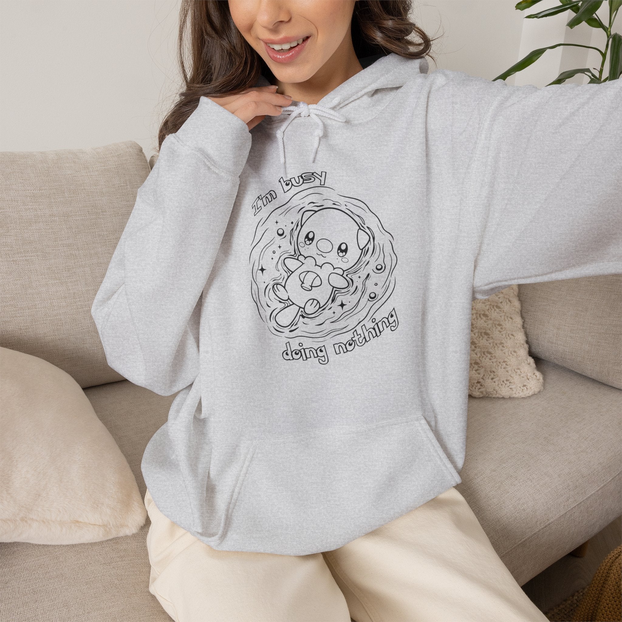 Otter Busy Doing Nothing Otter Hoodie | Cute Swimming Animal Graphic