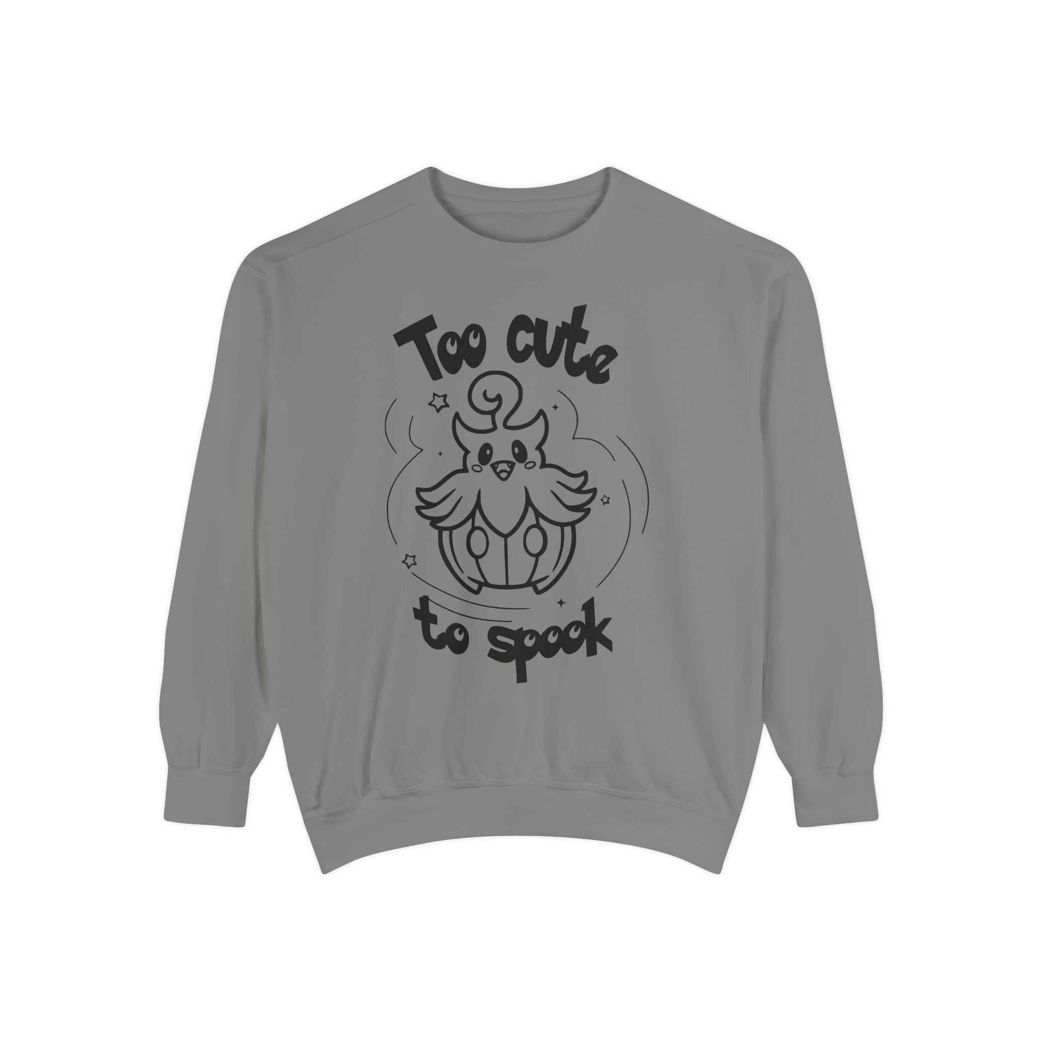 Too Cute to Spook Crewneck Sweatshirt | Comfy Halloween Theme Ghost Pumpkin Design