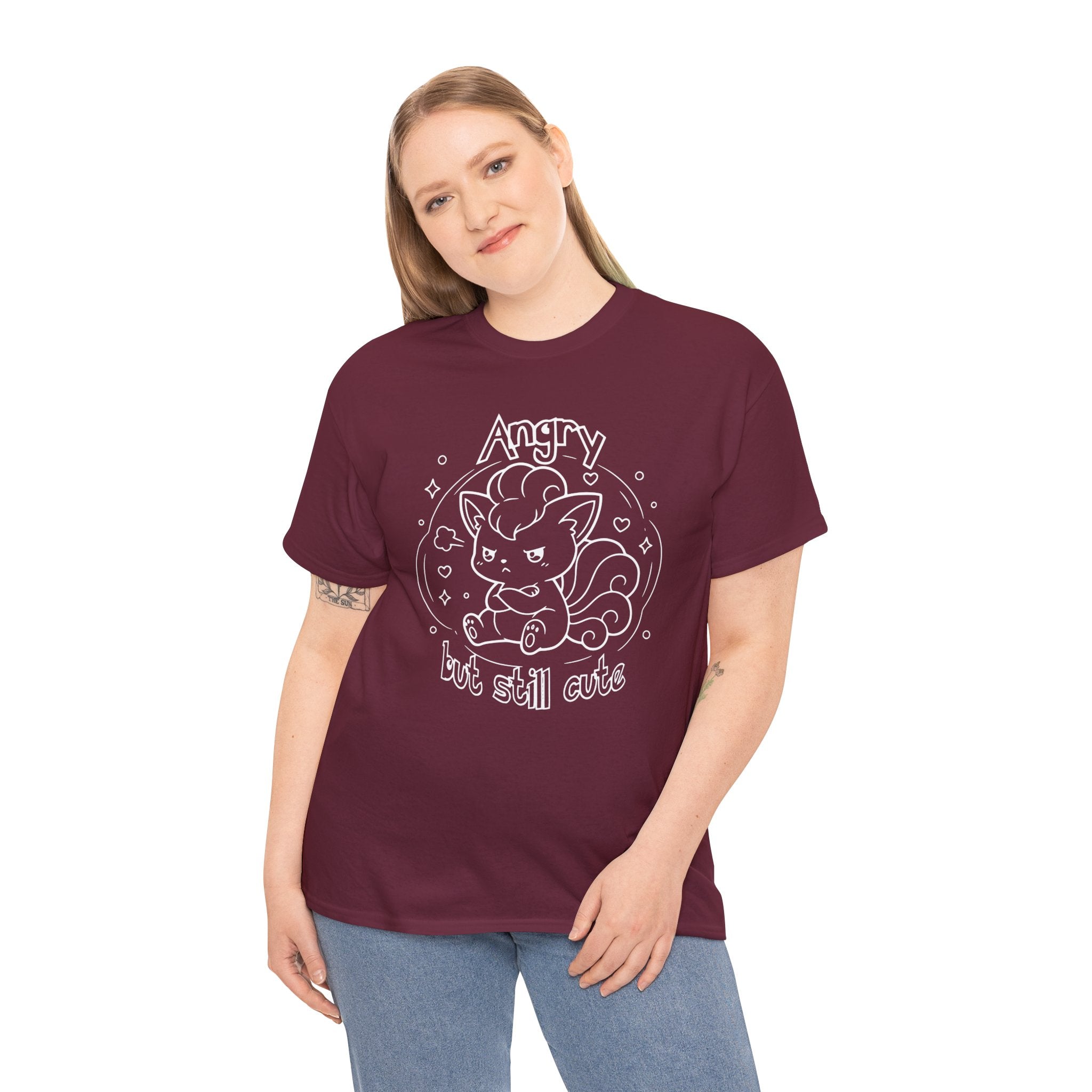 Fox Angry but still cute Grumpy Cute Fox Lady Shirt | Pouting Fox Illustration