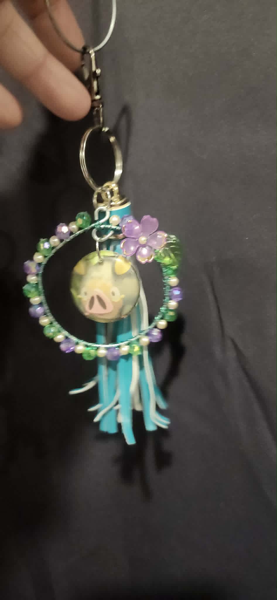 Handmade Double-Sided Lechonk Charm | Petal Dance Collection | Pokémon Floral Bag Charm & Keychain