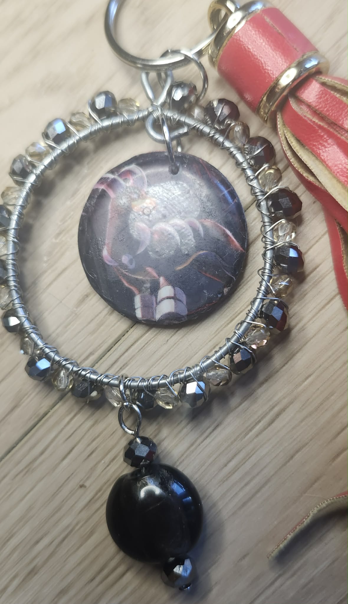 Handmade Houndoom Charm – Pokémon Card Bag Charm, Keychain & Car Accessory