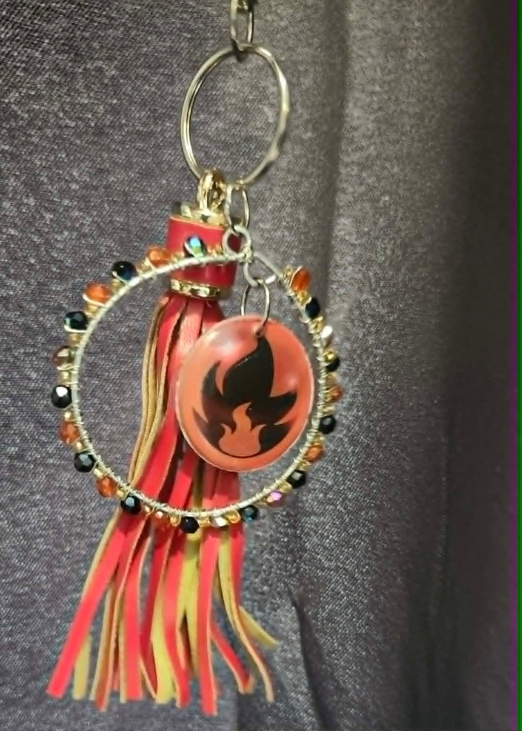 Charcadet Inferno Charm – Double-Sided Handmade Pokémon Card Bag Charm, Keychain & Car Accessory