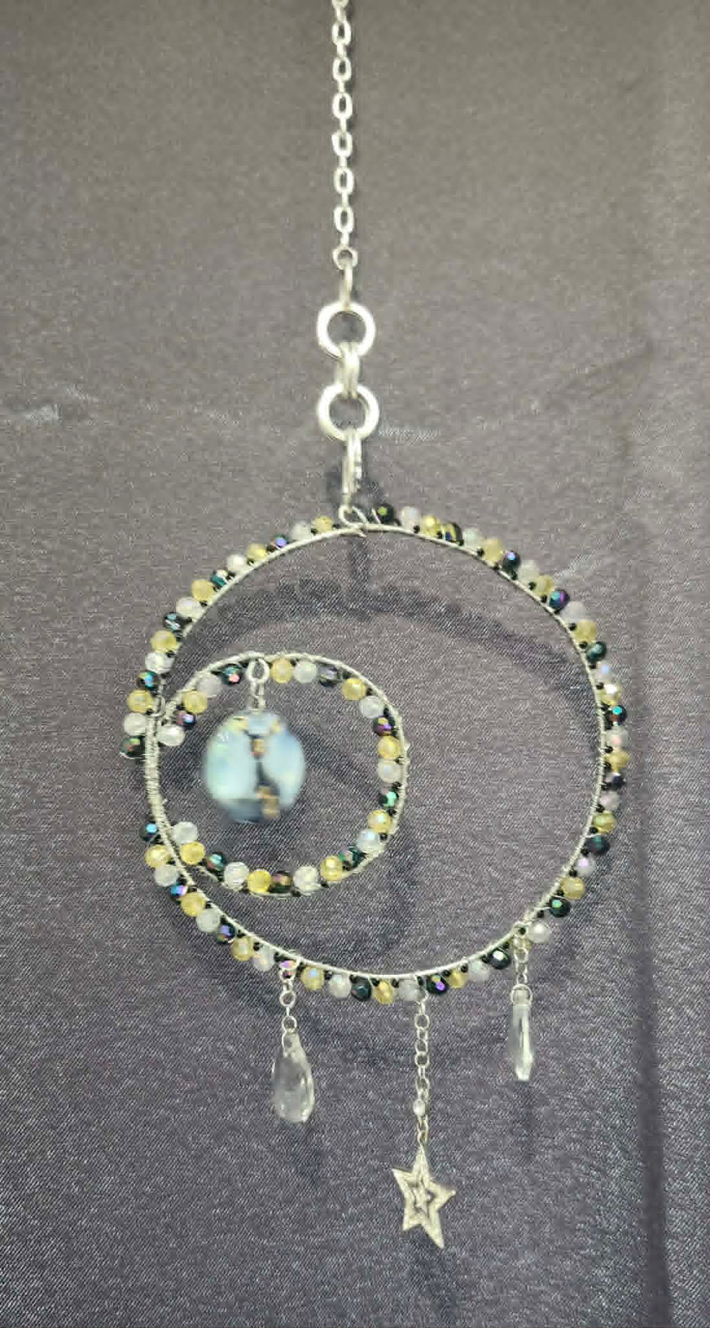Handmade Umbreon Moon Suncatcher | Crystal Pokémon Window Hanging | One-of-a-Kind Celestial Home Décor