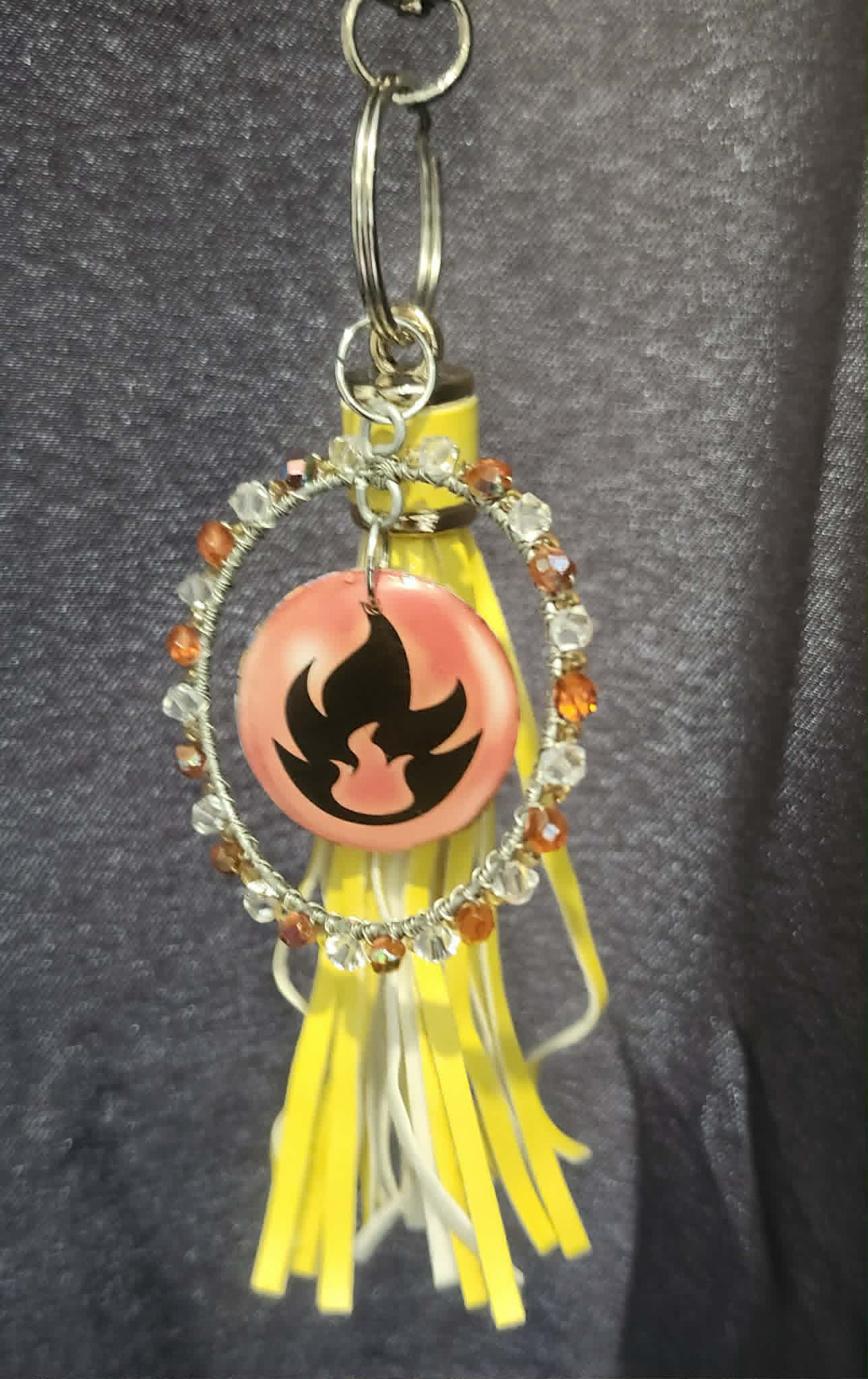 Fennekin Foxfire Charm – Handmade Pokémon-Inspired Bag Charm, Keychain & Car Accessory ⭐