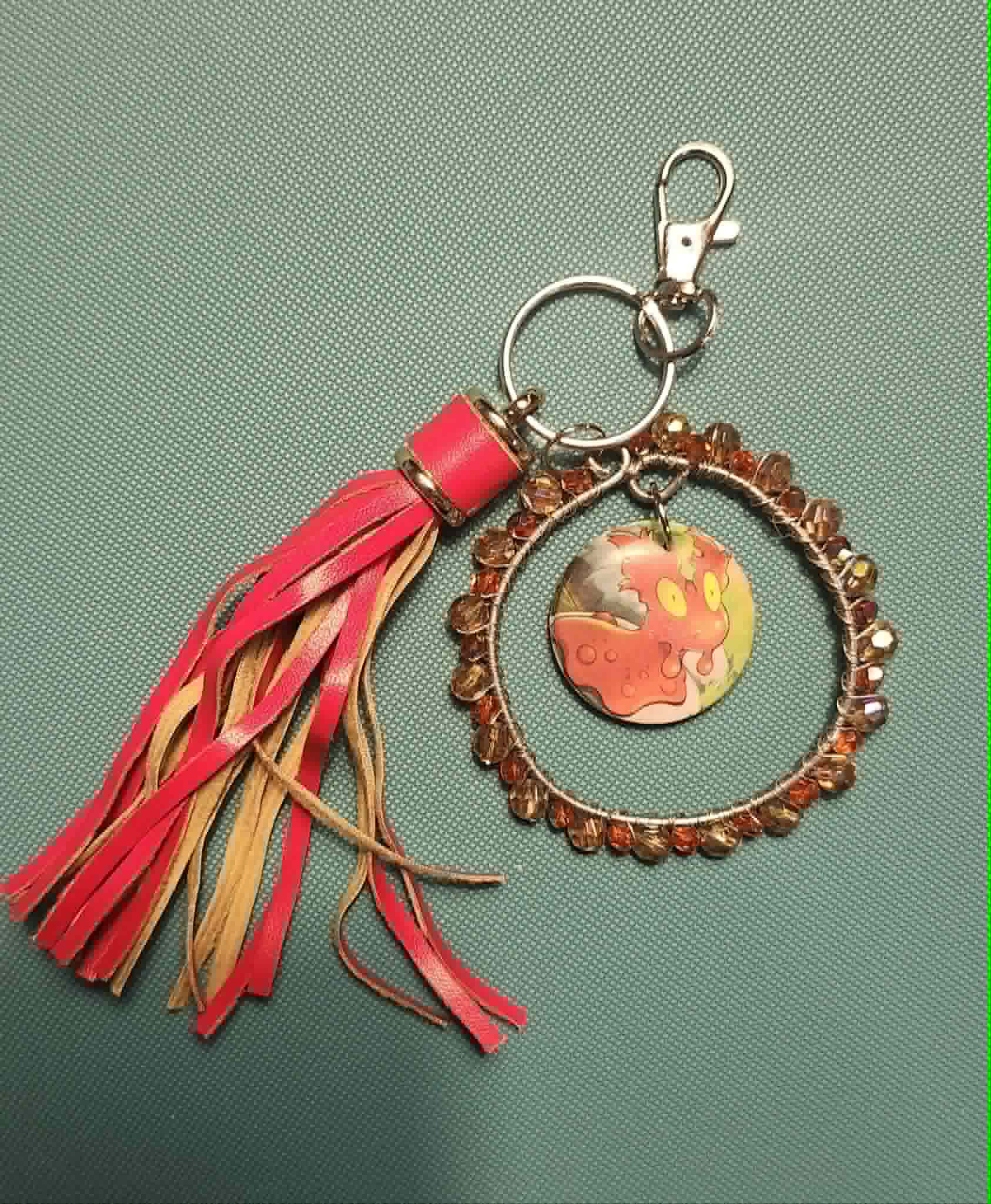 Slugma Molten Charm – Handmade Pokémon-Inspired Bag Charm, Keychain & Car Accessory