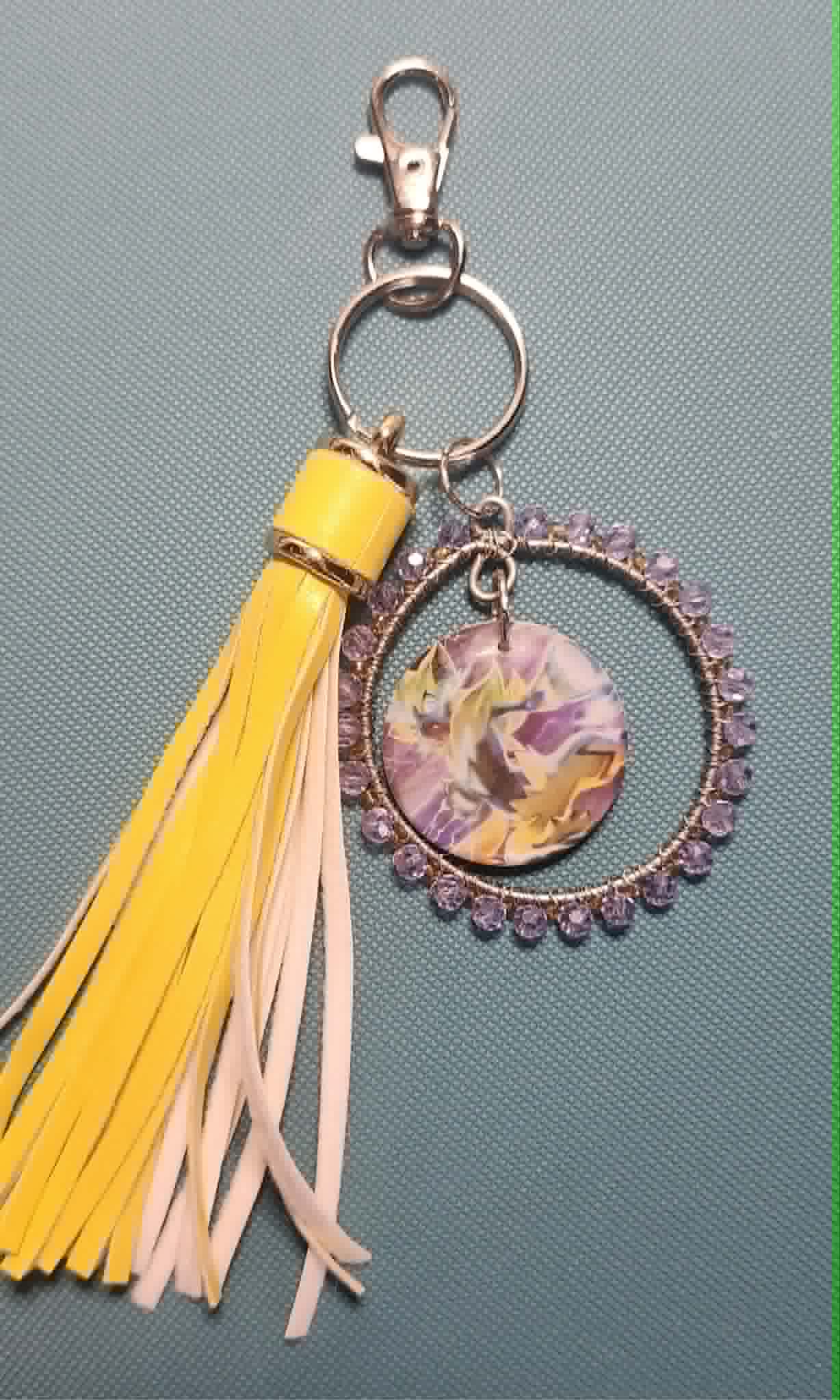 Handmade Zeraora Keychain | Pokémon Bag Charm | Cute Anime Keyring | Purple Beaded Tassel Charm | Gamer Gift for Women