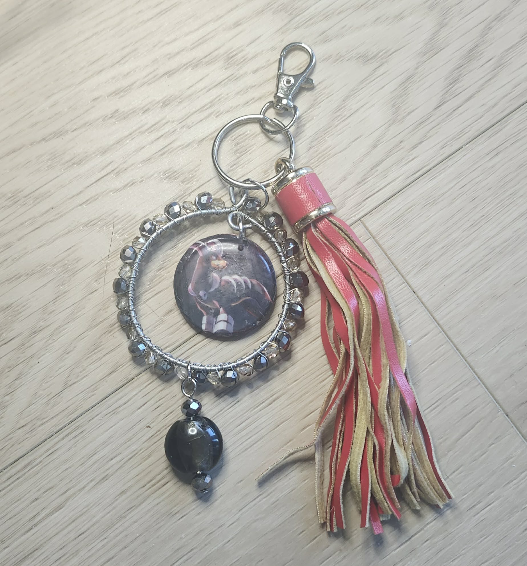 Handmade Houndoom Charm – Pokémon Card Bag Charm, Keychain & Car Accessory