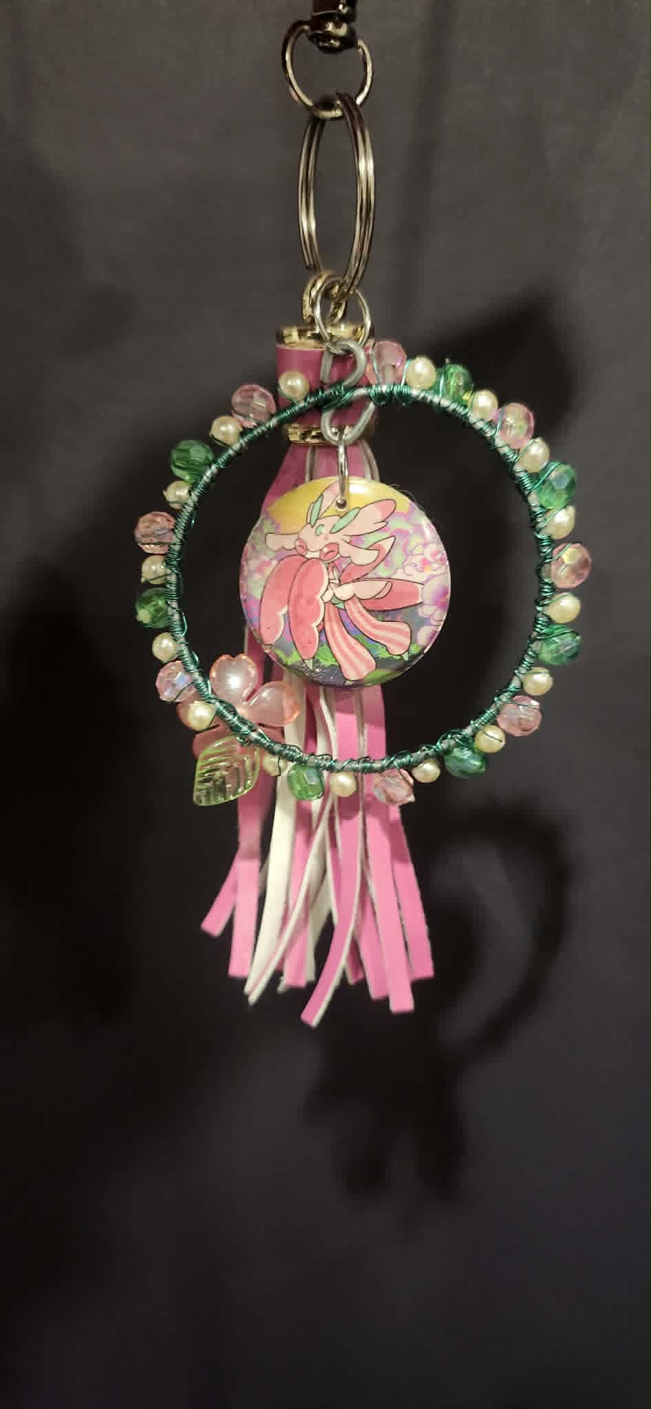 Handmade Fomantis & Lurantis Charm | Petal Dance Collection | Double-Sided Pokémon Bag Charm & Floral Keychain