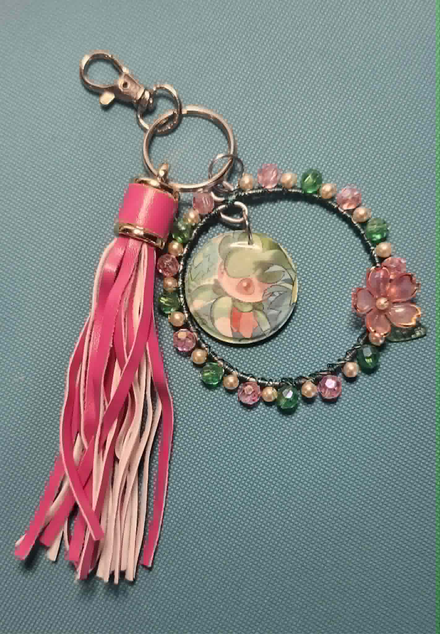 Handmade Fomantis & Lurantis Charm | Petal Dance Collection | Double-Sided Pokémon Bag Charm & Floral Keychain