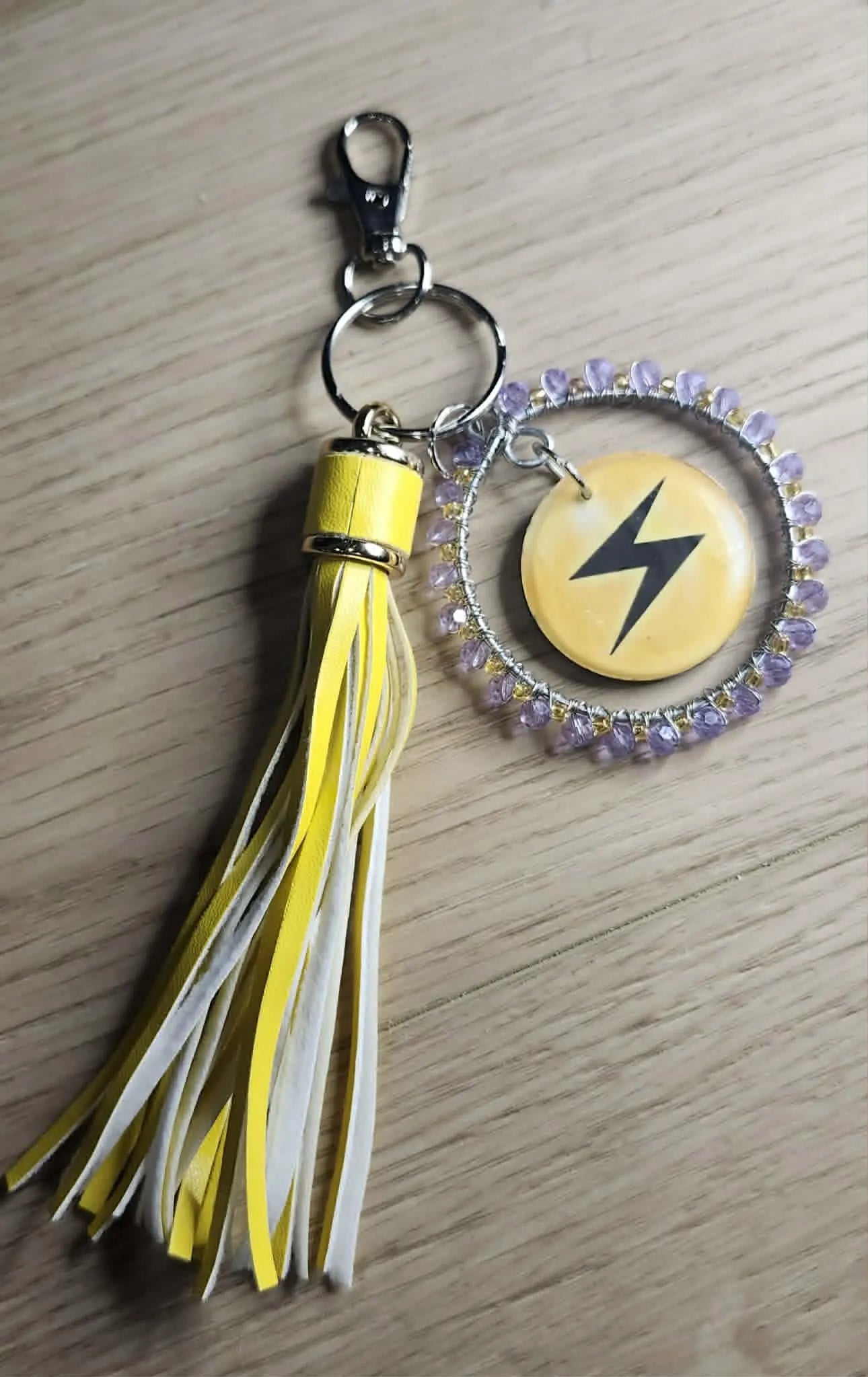 Handmade Zeraora Keychain | Pokémon Bag Charm | Cute Anime Keyring | Purple Beaded Tassel Charm | Gamer Gift for Women
