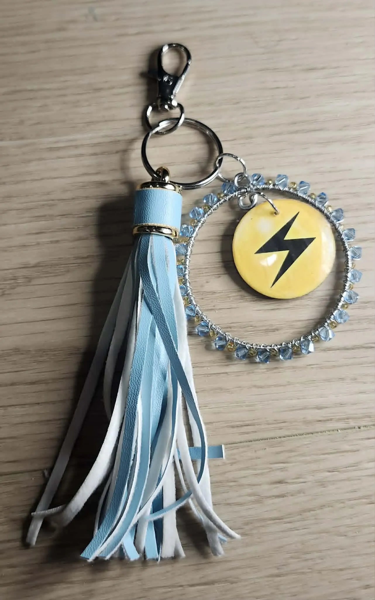 Handmade Pawmi Keychain | Pokémon Bag Charm | Cute Kawaii Anime Keyring | Blue Beaded Tassel Charm | Gamer Gift for Women