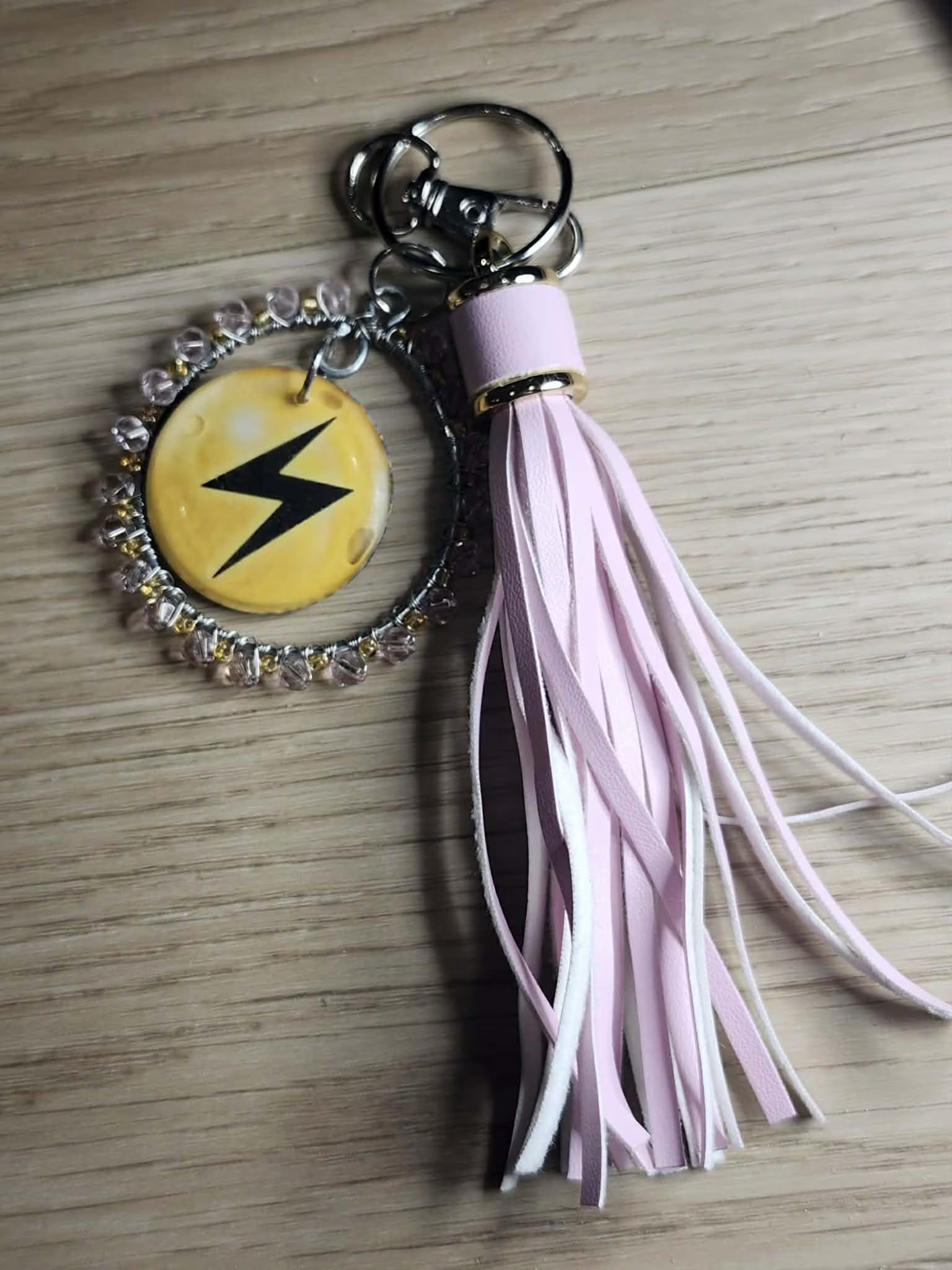 Handmade Togedemaru Keychain | Pokémon Bag Charm | Cute Kawaii Anime Keyring | Pink Beaded Tassel Charm | Gamer Gift for Women