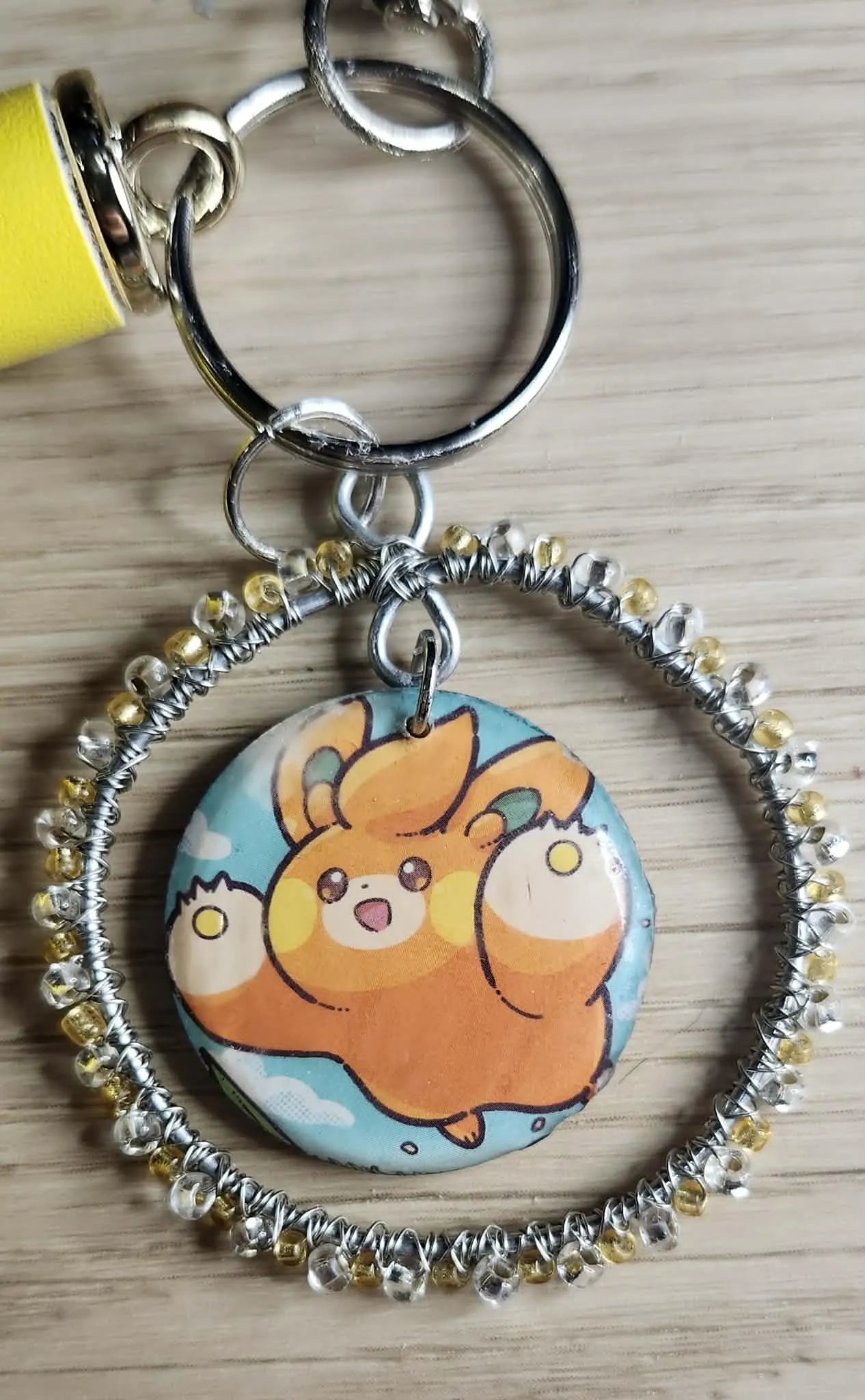 Handmade Pawmo Keychain | Cute Electric Pokémon Bag Charm | Double-Sided Anime Keyring | Kawaii Gamer Gift for Women