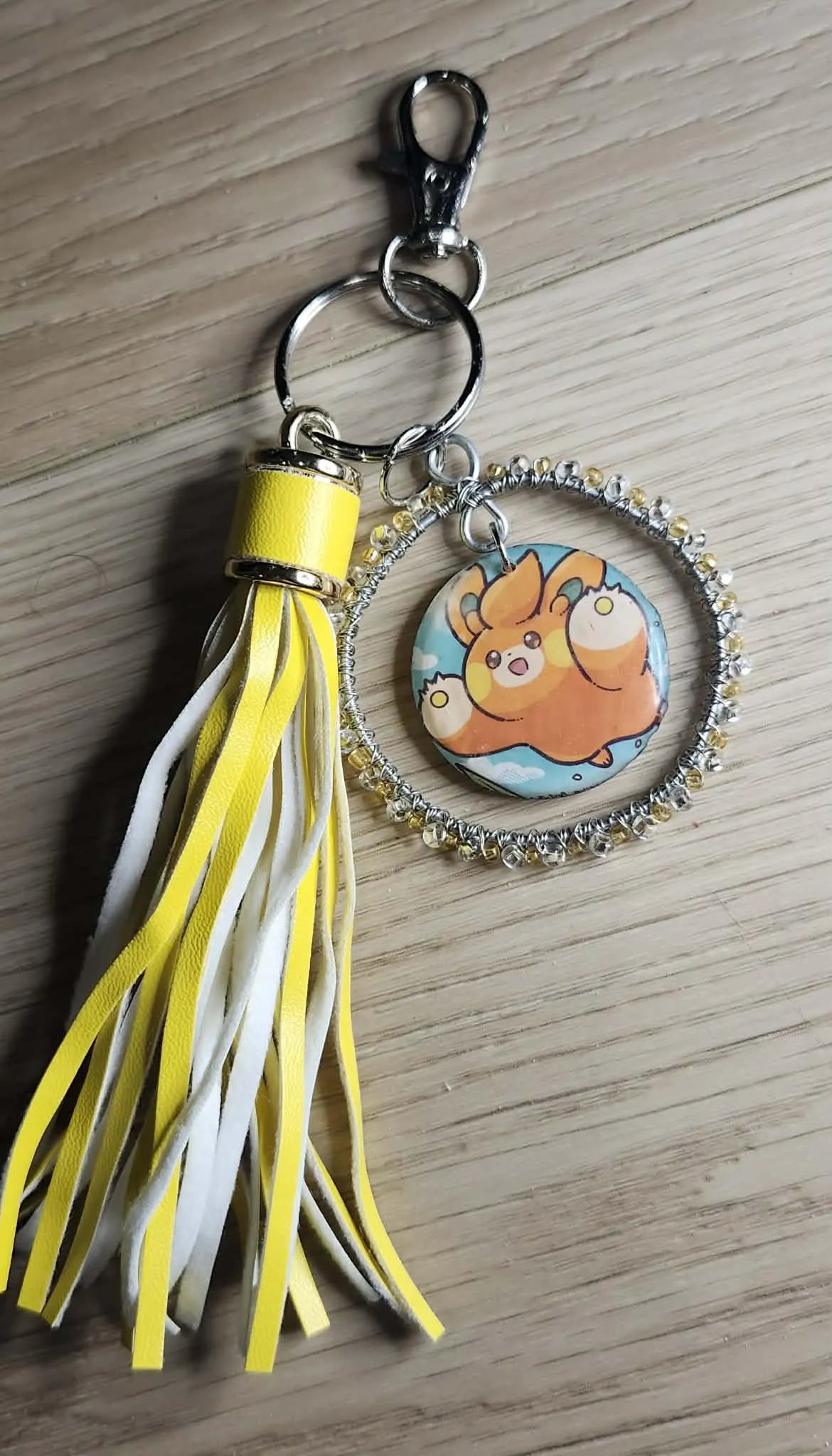 Handmade Pawmo Keychain | Cute Electric Pokémon Bag Charm | Double-Sided Anime Keyring | Kawaii Gamer Gift for Women