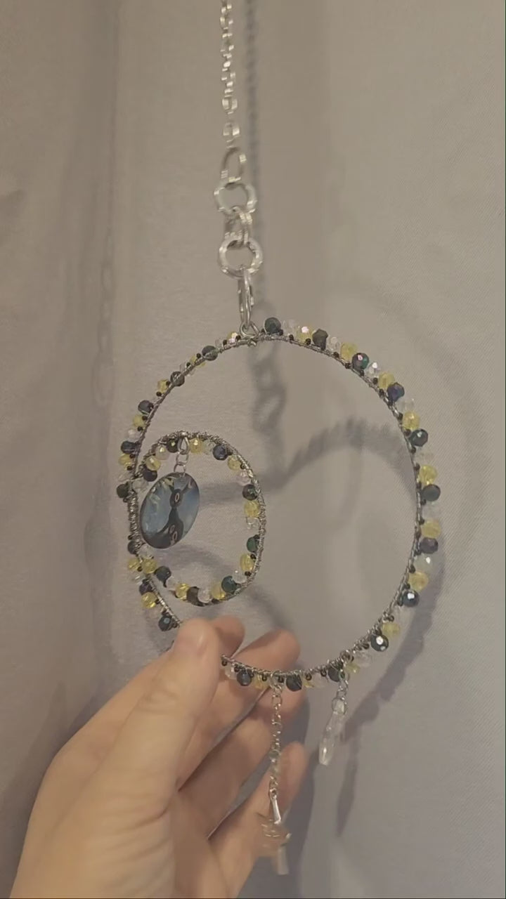 Handmade Umbreon Moon Suncatcher | Crystal Pokémon Window Hanging | One-of-a-Kind Celestial Home Décor
